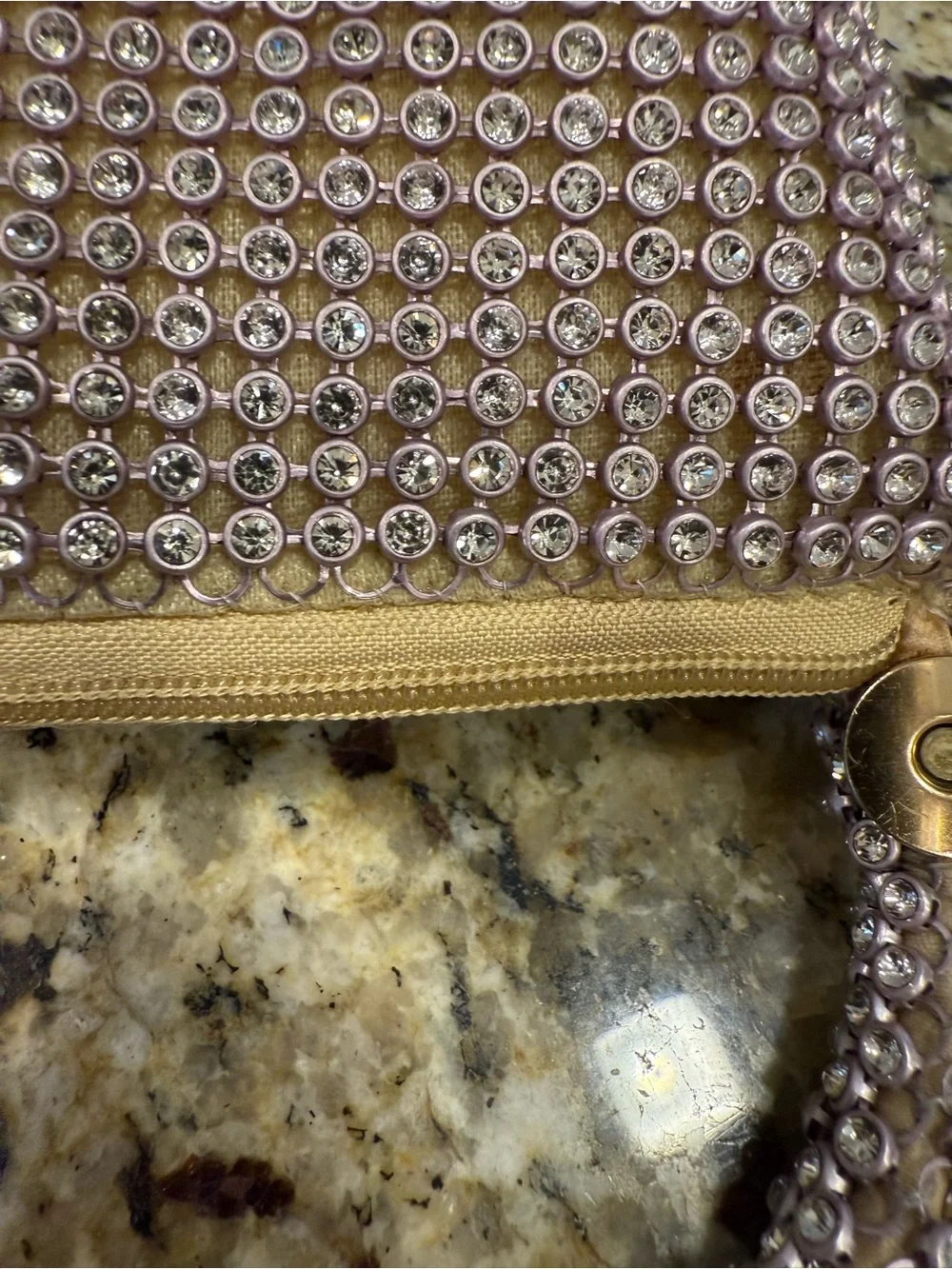 Rhinestone formal mini bag gold cloth interior special occasions - Picture 6 of 14